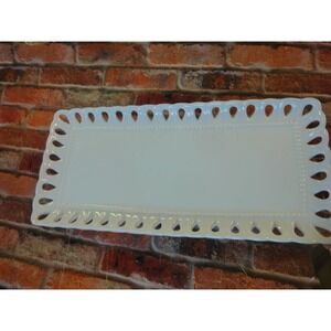 I godenger & Co white 15" tray serving or decorative teardrop design